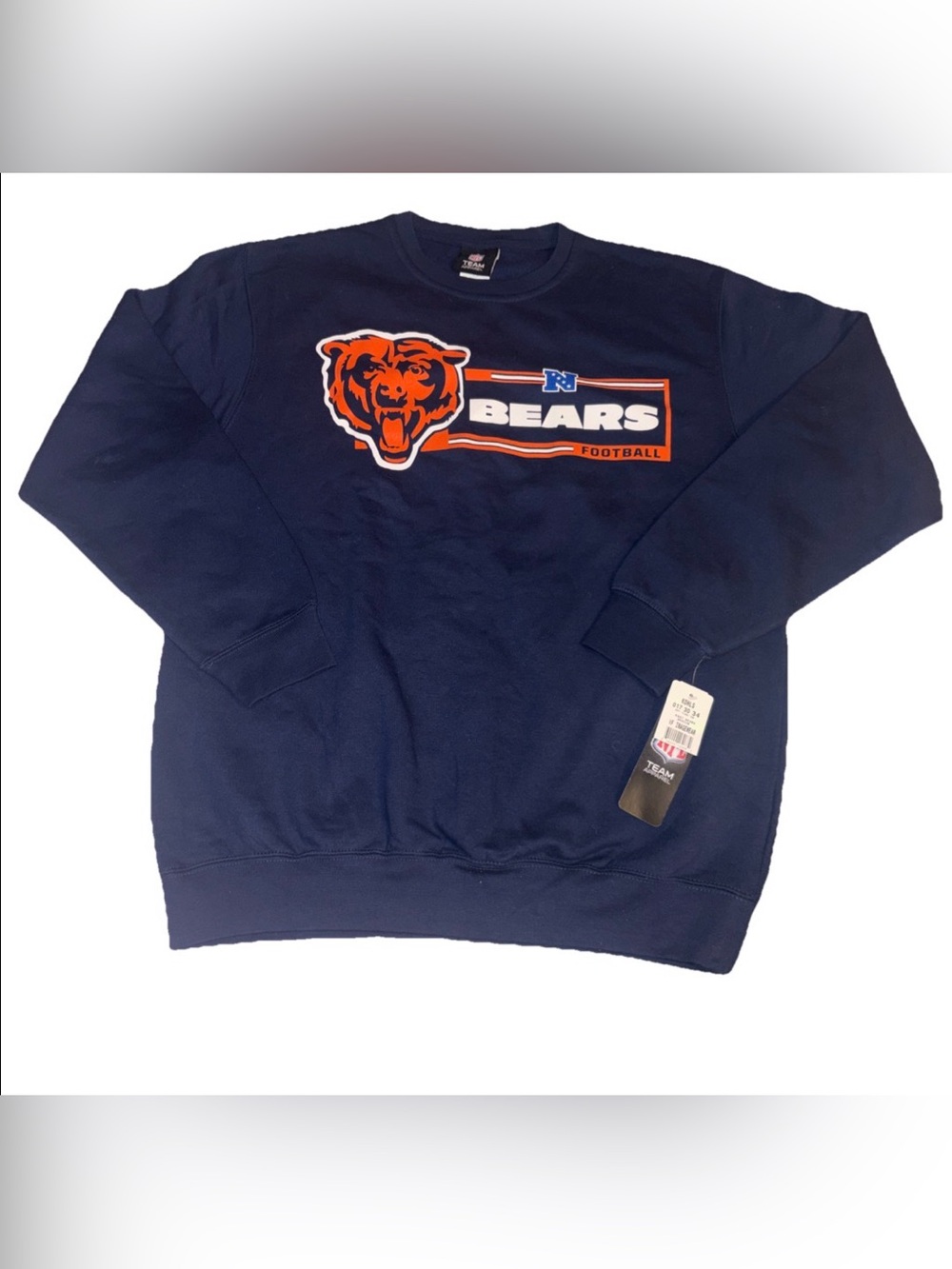 NFL Chicago Bears Navy Crewneck Sweatshirt with Orange Logo